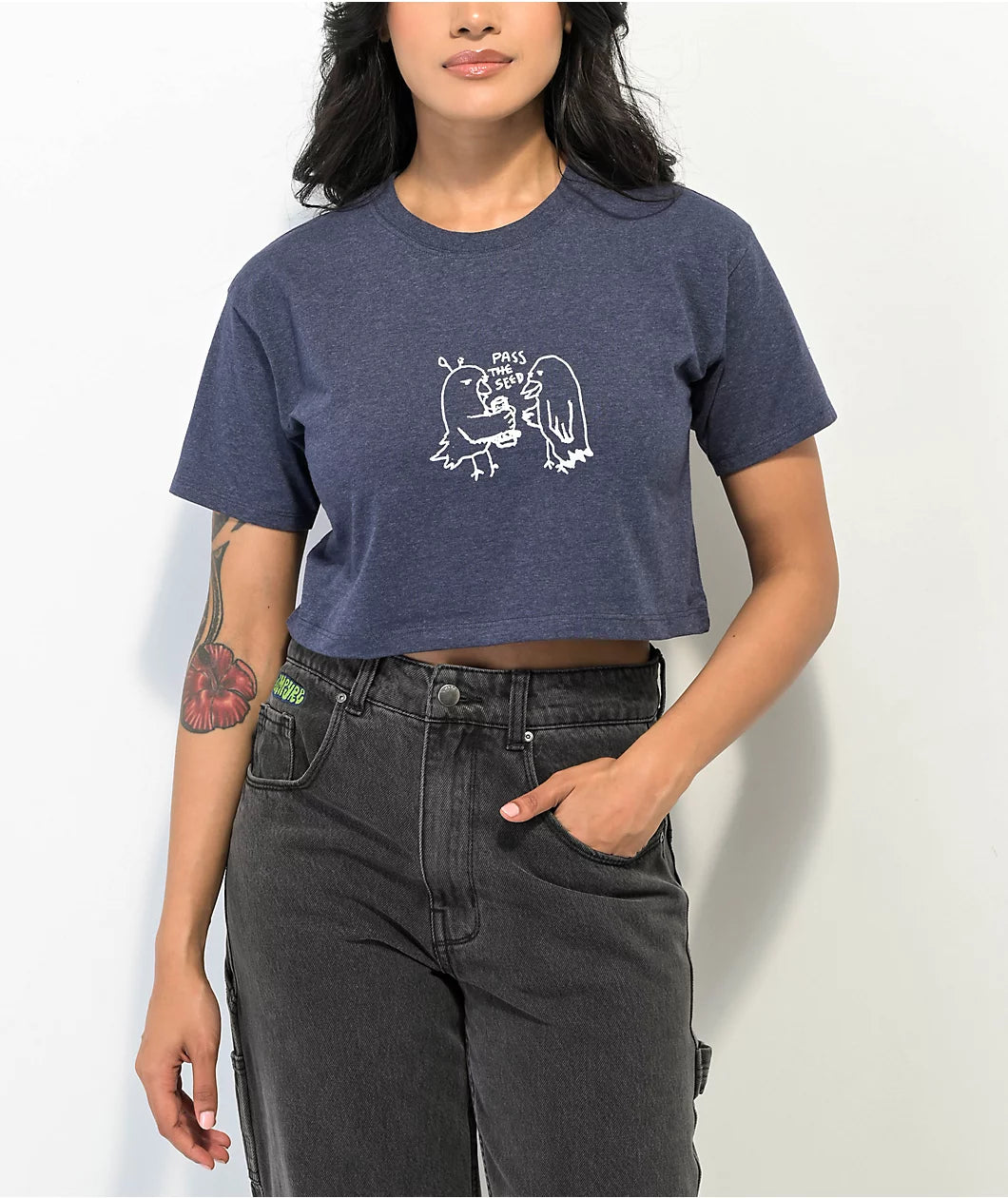 A.LAB Pass The Seed Camiseta Crop Azul Marino