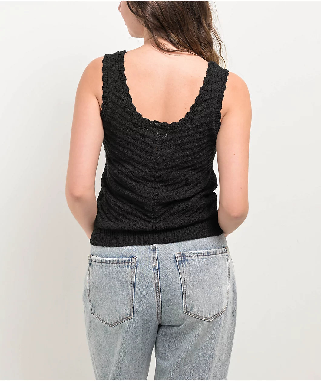 Blu Pepper Camiseta de tirantes negra abotonada