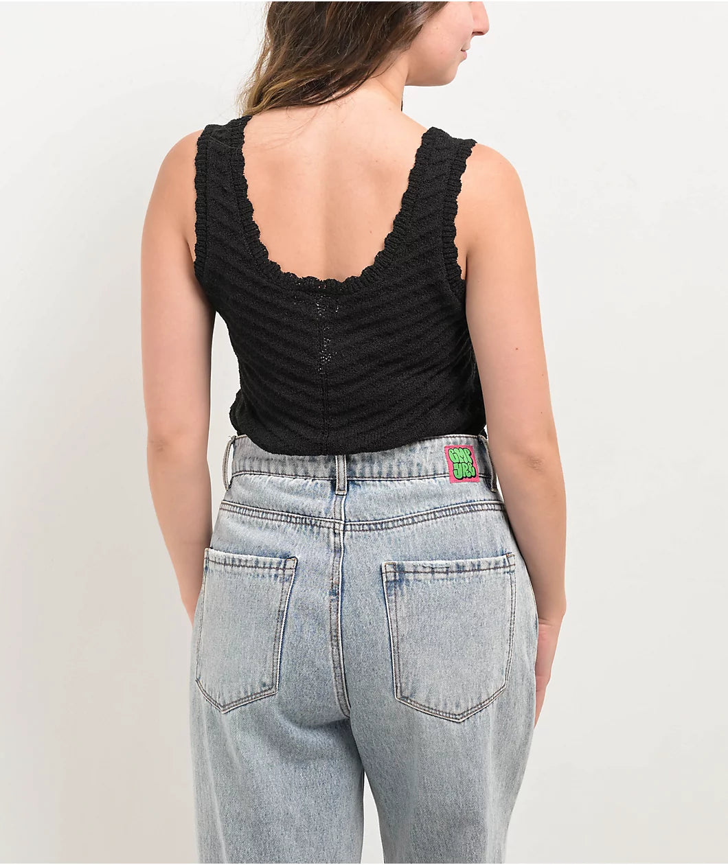 Blu Pepper Camiseta de tirantes negra abotonada