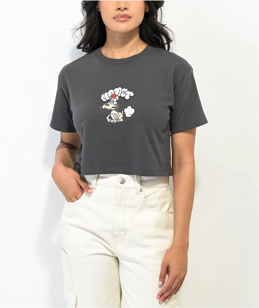 Monet Skateboards Wasted Pawtencial Camiseta Gris Crop