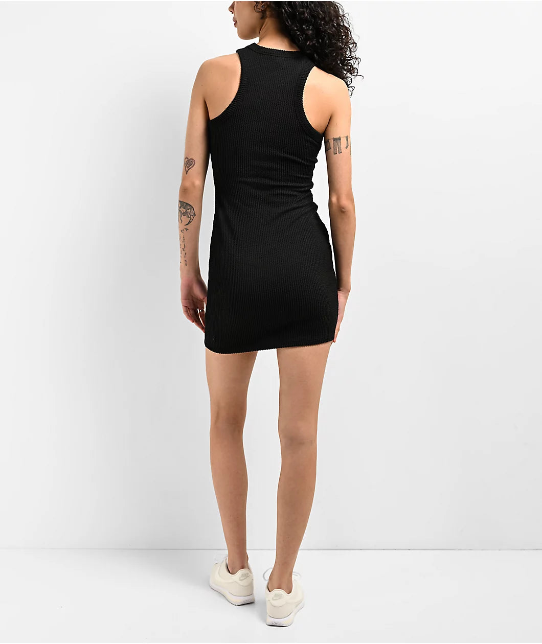 Vestido ajustado de canalé negro Spicychix