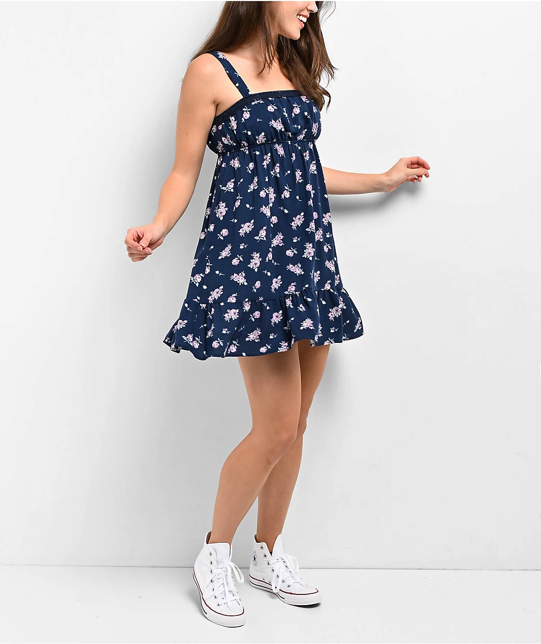 Vestido Spicychix Azul Floral Oscuro