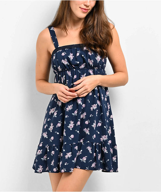 Vestido Spicychix Azul Floral Oscuro